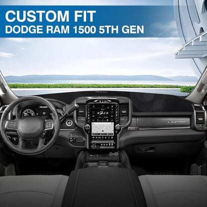 KUST Black Dash Cover for Dodge RAM 1500 2500 3500 2019-2024 2025 2026 Non-Slip Interior for Dodge RAM Accessories Dashboard Cover Custom Fit Dash Mat Sunshade Windshield Glare - size: Ram 19-26(Black)