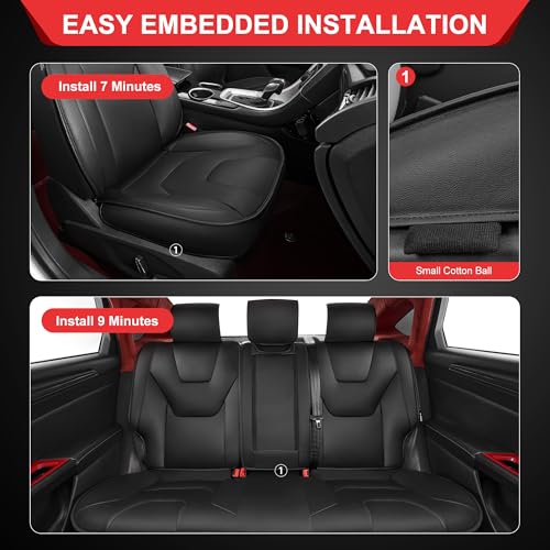 TTX LIGHTING Custom Fit Seat Covers for Ford Fusion 2013-2020 Full Set 5 Seats Premium Waterproof Faux Leather Airbag Compatible Black, Ford Fusion Seat Protector - size: 16.Fusion 2013-2020 5 Seat Full Set