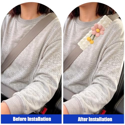 JDDRY 2PC Car Seat Belt Covers Pads,Seat Strap Pads,Auto Seat Belt Pad,Fit for Most Vehicles,Car Interior Accessories(Pink-Flower) - color: Flower-Pink