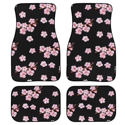 Cherry Blossom Floor Mats for Cars Universal Spring Flowers Japanese Floral Blossoming Tree Branches Car Floor Mats Full Set Front Rear Foot Carpets All Weather Auto Accessories for Trucks - color: Pink