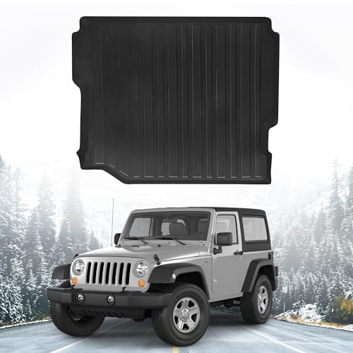 Premium Cargo Liner for Jeep Wrangler 2019-2025 Without subwoofer - 100% Protection - Custom Fit Car Trunk Mat - All-Season Black Cargo Mat - 3D Shaped Laser Measured Trunk Liners