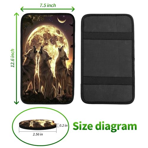 Universal Auto Center Console Pad and 2Pcs Car Coasters Set, Anti Slip Soft Neoprene Car Armrest Seat Box Cover Protector Universal Fit - Car Interior Accessories, Moonwolf - color: 505
