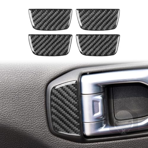 Car Inner Door Handle Cap Cover Trim Compatible with Jeep Wrangler JL JLU Gladiator JT 2018 2019 2020 2021 2022 2023 2024 Carbon Fiber Interior Accessories 4pcs - color: Black 23