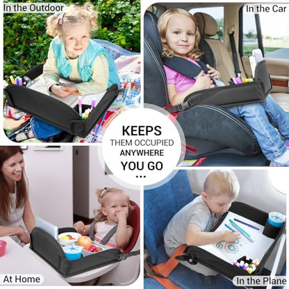 COOLBEBE Kids Travel Tray for Toddler Car Seat, Lap Tray, Carseat Table Tray for Kids, Travel Tray for Airplane, Black - color: Black-1