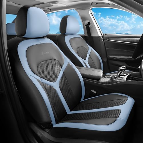 Car Seat Covers Front Seat, Universal Seat Cover 2 Seats, Automotive Seat Covers with Mesh Leather, Waterproof Car Seat Protector, Breathable Car Seat Cushion for Most Car SUV Truck Blue - color: Blue, size: Frontpair