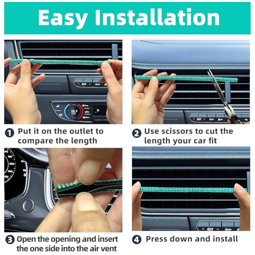 NBTEPEM Bling Car Air Conditioner Decoration Strip for Vent Outlet, 10 PCS Universal Rhinestone Car Vent Outlet Trim Decorations, Bling Interior Accessories for Women and Girls (Aquamrine) - color: Aquamarine