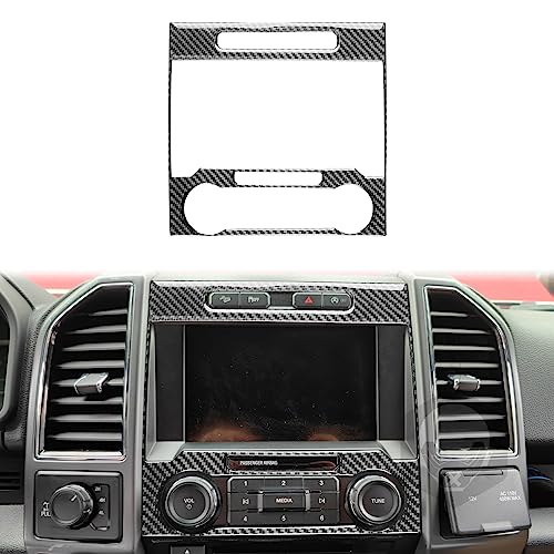 3D Carbon Fiber Car Stickers Navigation Screen Multimedia Panel Cover Frame Car Interior Decorative Decal Compatible with Ford F150 F-150 Raptor 2017 2018 2019 2020 Accessories - color: Black 18