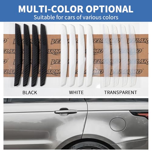 4PCS Car Door Edge Guards Universal 3D Carbon Fiber Texture Anti-Collision Scratch Protector Strips Flexible Silicone Trim with Nano Adhesive for Sedan SUV Truck White - color: White