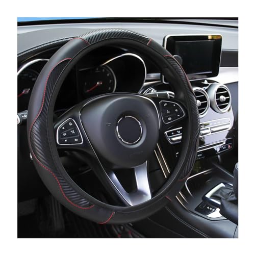 Osilly Car Steering Wheel Cover, 15 inch Carbon Fiber Microfiber PU Leather Elastic Steering Wheel Protector for Men Women, Anti-Slip Breathable Car Interior Accessories for Most Cars (Black) - color: Black