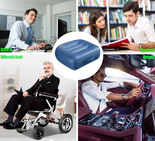 with Carry Handle Comfortable Cushion for Home Office Chair Pad Car Seat Cushion Effectively Increase The Field of View by 12cm/ 4.7in,and Lower Back Fatigue Relief (Navy Blue) - color: Navy Blue