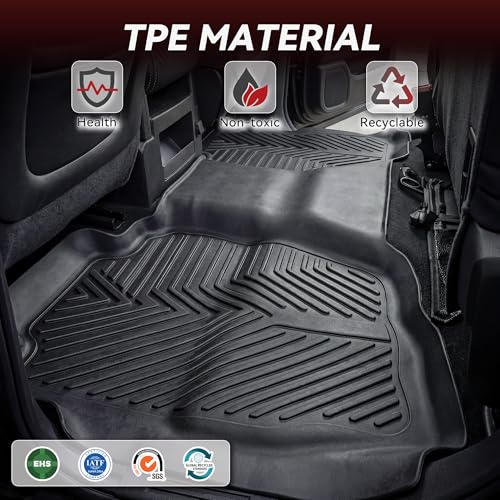 YITAMOTOR Floor Mats Compatible with 2014-2018 Chevy Silverado Double Cab 1500 / GMC Sierra 1500 Double Cab, 2015-2019 2500 HD/3500 HD, Custom Fit All Weather Floor Liners Accessories , 1st & 2nd Row - style: 2014-2018 & 2015-2019 Double Cab Bucket Seat