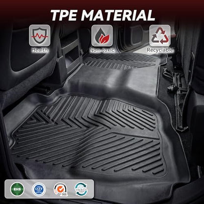 YITAMOTOR Floor Mats Compatible with 2014-2018 Chevy Silverado Double Cab 1500 / GMC Sierra 1500 Double Cab, 2015-2019 2500 HD/3500 HD, Custom Fit All Weather Floor Liners Accessories , 1st & 2nd Row - style: 2014-2018 & 2015-2019 Double Cab Bucket Seat