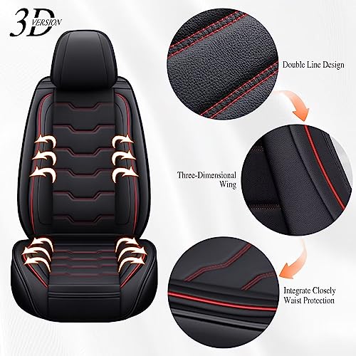 Full Set Seat Covers for Mitsubishi Outlander 2011-2024 2025 2026 Waterproof Premium Leather for Outlander Car Seat Covers Compatible Airbag Seat Cushions(5 Seats, Black&Redline)