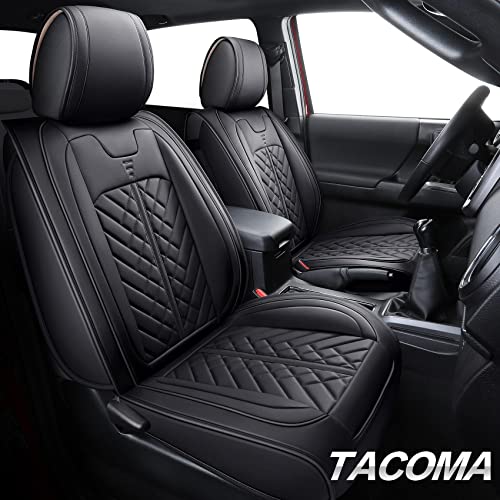 Tomatoman Tacoma Front Seat Covers Compatible with Toyota Tacoma 2005-2022 2023 2024 2025 2026 Trucks Access Crew Extended Double Cab TRD Sports SR V6 Heavy Duty Car Cushions(2 PCS Front/Black) - color: 2 PCS Front/Black