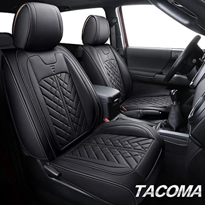 Tomatoman Tacoma Front Seat Covers Compatible with Toyota Tacoma 2005-2022 2023 2024 2025 2026 Trucks Access Crew Extended Double Cab TRD Sports SR V6 Heavy Duty Car Cushions(2 PCS Front/Black) - color: 2 PCS Front/Black