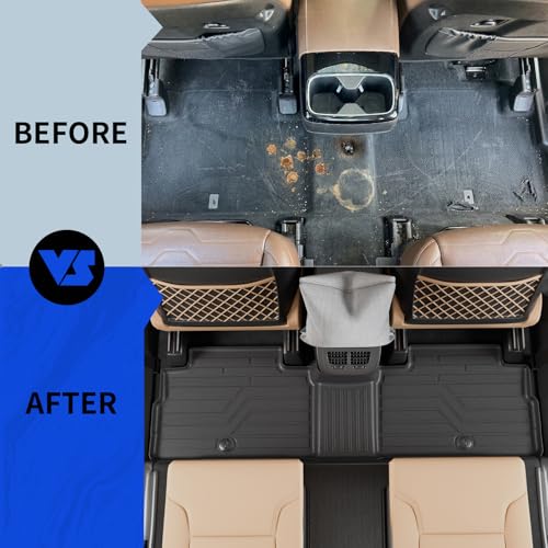 Floor Mats Compatible with 2020-2025 Kia Telluride 7&8 Seats (Not for 2027) Cargo Mat Trunk Mat Cargo Liner TPE All Weather Floor Liner 2024 Kia Telluride Accessories (Floor Mats) - color: Floor Mats