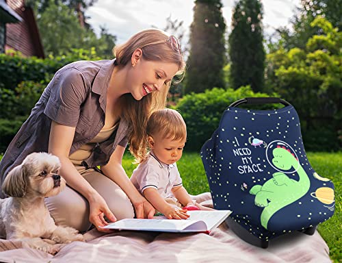 Metplus Car Seat Cover Baby, No Touch Sign Carseat Canopy, Nursing Breastfeeding Covers, Stretchy Universal Fit, Multi-Use for Stroller/Shopping Cart/High Chair, Gender Neutral Shower Gift - color: Deep Blue