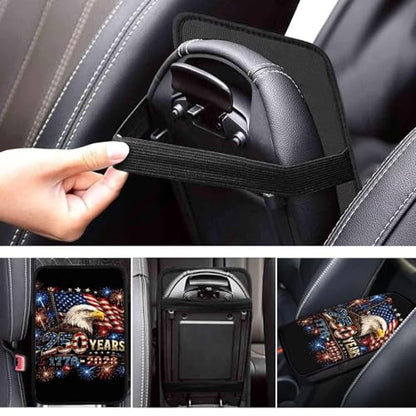 Aermican Flag Bald Eagle Print Universal Car Center Console Cover,Soft Armrest Protector for SUVs,Trucks - color: Bald Eagle Aermican 250 Years