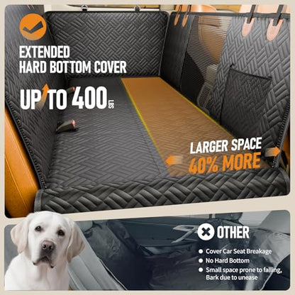 Dog Car Seat Cover for Back Seat, Hard Bottom Back Seat Extender, Back Seat Pet Cover for Dogs - Supports 400lbs, Back Seat Pet Cover, Dog Hammock for Full-Size Trucks/SUVs - size: Full-size Truck/SUV