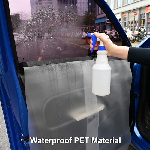 NEWISHTOOL Car Door Panel Cover, 2 Packs Waterproof Guard Protection for Window Film Tint Application, Reusable PET Water Shield Sheets, Black - size: 2-Set