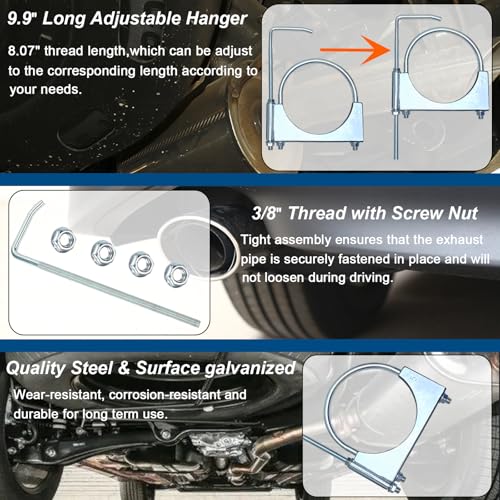 5" Heavy-Duty Exhaust Clamp with Hanger, Muffler Hanger Exhaust Hanger for Automotive (4 Pcs) - size: 5 Inch-4 PACK