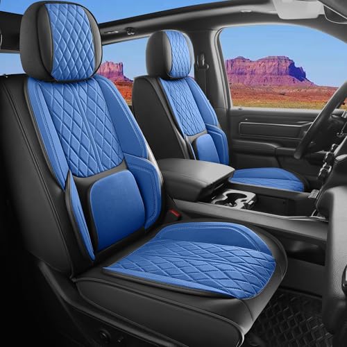 Custom Fit Chevy Silverado GMC Sierra 1500 2007-2026 2500/3500 HD Crew Cab Full Set Car Seat Covers - 5 Pack, Premium Faux Leather Truck Seat Protector with Airbag Compatible Design, BlackBlue - color: BlackBlue, size: Full Set