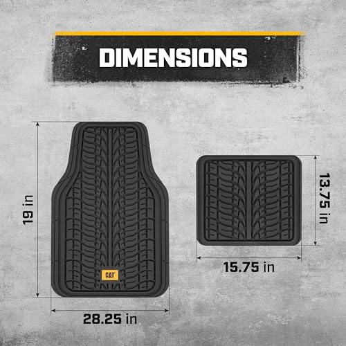 Cat® ToughTread™ Front & Rear Full Set of Floor Mats for Cars - All-Weather Heavy-Duty Trimmable Universal Fit Rubber Mat Truck & Car Accessories - Automotive Floor Mats for SUVs Car Interior - style: ToughTread Tire