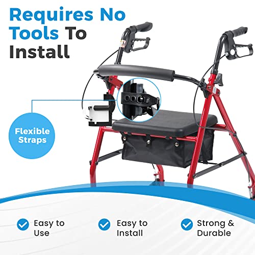 Mobility Cup Holder For Adults - Portable Drink Holder for Wheelchair - Compatible with Walker, Rollator, Transport Chair or Scooter - Easy to Install, Removable, Adjustable & Foldable Cup Carrier - size: Single Pack