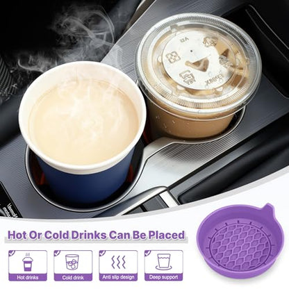 SINGARO Car Cup Holder Coaster, Silicone Cup Holder Insert, Universal Non-Slip Cup Holders, Car Accessories Interior for Women and Man 4 Pack Light Purple - color: Light Purple