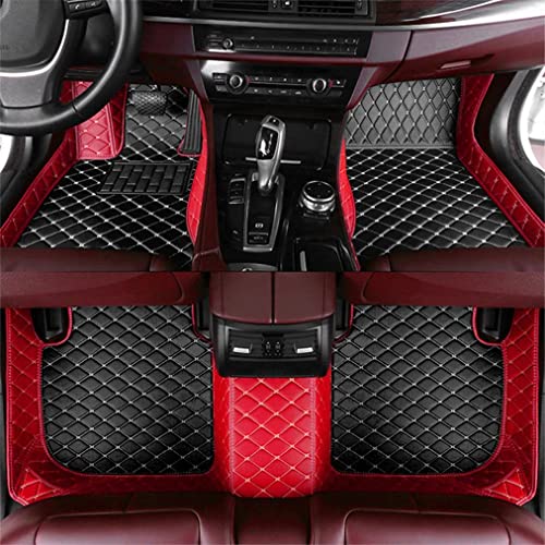 Customized Left and Right Hand Drive Car Floor Mats Fit 99.99% Sedan SUV Sports Car, Full Coverage All Weather Protection Anti-Slip Diamond Leather Men Women (Black+ red)