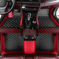 Customized Left and Right Hand Drive Car Floor Mats Fit 99.99% Sedan SUV Sports Car, Full Coverage All Weather Protection Anti-Slip Diamond Leather Men Women (Black+ red)
