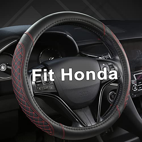 West Llama Customized Auto Car Steering Wheel Cover for Honda Accord CR-V HR-V Pilot Civic(Diamond Quilted -Black+Red-Standard Size) - color: D-Red, size: Standard Size (14½''-15'')