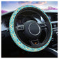 Swono Automotive Steering Wheel Covers Mermaid Scales Watercolor Blue and Gold Fish Scales Neoprene Car Wrap Cover Stretch-On Fabric Breathable Universal 15 Inch for Women Men - color: multi-065