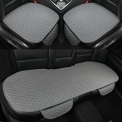 Linen Car Seat Covers,Bottom Seat Covers for Cars Include 1 Pair Front Driver Seat Pad Mat and 1 Rear Bench Cover Universal Fits 90% Vehicles,SUVs,Cars,Sedans(3Piece-Gray) - color: Gray, size: 2 Front Seat Covers+1 Rear Bench Seat Cover