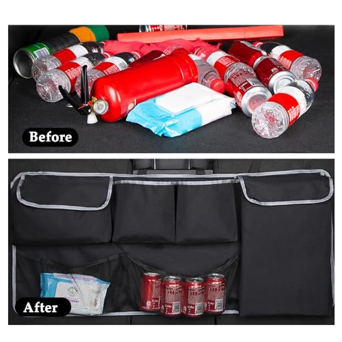 Large Capacity Car Trunk Organizer,Six Pockets Trunk Storage Organizer with Adjustable Straps,Wear-Resistant Oxford Fabric Hanging Trunk Organizer for Car Truck SUV