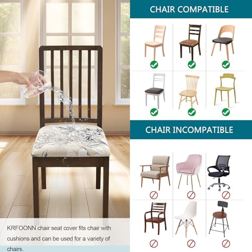 KRFOONN Waterproof Seat Covers for Dining Room Chairs Set of 4 with Bench Cover Washable Dining Chair Covers Removable Kitchen Chair Cushion Slipcovers Protector, A10 - color: Color A10