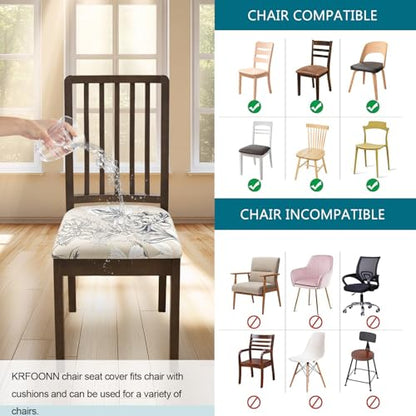KRFOONN Waterproof Seat Covers for Dining Room Chairs Set of 4 with Bench Cover Washable Dining Chair Covers Removable Kitchen Chair Cushion Slipcovers Protector, A10 - color: Color A10