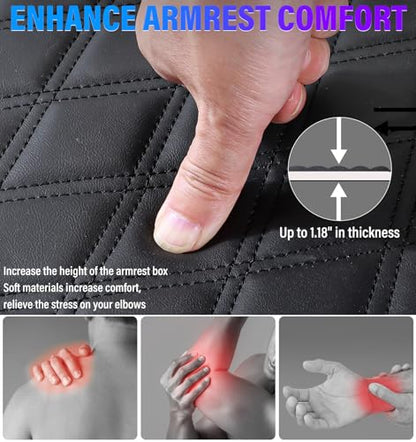 Thickened Center Console Armrest Cover with Hidden Pockets for 2015-2025 F150 Accessories, 2017-2025 F250 F350 F450, PU Leather Middle Console Protective Cover (Jump Seat Console Only) - color: Jump Seat (Hidden Pocket)