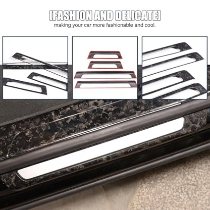 Car Door Sill Protector Guard Trims Compatible with Lamborghini Urus 2018-2023/Urus SE,Real Carbon Fiber Door Sill Guards Protector Kit Cover Car Accessories (Forged Pattern)