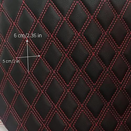 Quilted Foam Vinyl Fabric Rhombic Pattern with 0.23" Sponge Backing Faux Leather Fabric for Car Headliner, Furniture Upholstery, Headboards,Diamond 2" x 3" (Double Line) - color: Double Line
