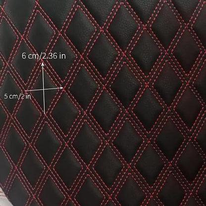 Quilted Foam Vinyl Fabric Rhombic Pattern with 0.23" Sponge Backing Faux Leather Fabric for Car Headliner, Furniture Upholstery, Headboards,Diamond 2" x 3" (Double Line) - color: Double Line