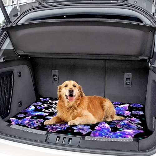 Universal Car Trunk Mat, All Weather Trunk Protection Cargo Liner, Stylish Vehicle Interior Accessories, Durable Cargo Mat Rear Trunk Line Suitable for Most Car (Shining Purple Butterfly, 29" x 39") - color: Shining Purple Butterfly
