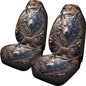 Blue & Gold Punk Wolf Print Car Front Seat Covers, Thin Breathable Easy to Install Automotive Bucket Seat Covers Fits Most Cars SUV Trucks, 2 Piece - color: Blue & Gold Punk Wolf