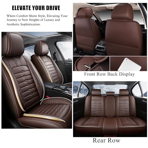 Seat Covers for Truck 2007-2024 GMC Sierra Chevy Silverado 1500 2500/HD 3500/HD Nappa Leather Car Seat Covers Waterproof and Dustproof Car Seat Protectors（Coffee）