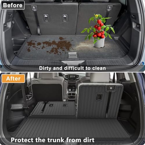 Cargo Mat Fit for 2016-2025 Honda Pilot (No Elite) - AOMSAZTO Trunk Mat with Backrest Mat TPE Cargo Liner Trunk Liner Replacement for 2022 Pilot Accessories Cargo Tray Rear Seat Back Protector