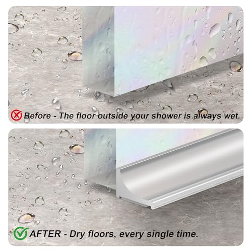 39Inch Shower Threshold Water Dam, Self-Adhesive Silicone Shower Barrier Water Stopper Shower Door Bottom Seal Strip Shower Splash Guard for Bathroom Kitchen Bathtub