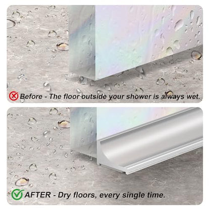 39Inch Shower Threshold Water Dam, Self-Adhesive Silicone Shower Barrier Water Stopper Shower Door Bottom Seal Strip Shower Splash Guard for Bathroom Kitchen Bathtub