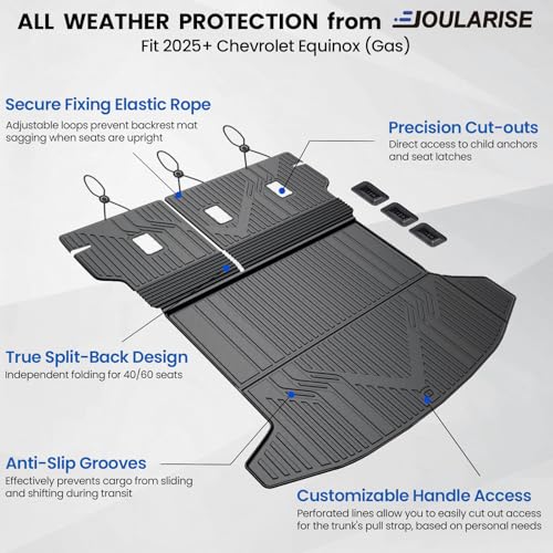 Cargo Mat with Backrest Mat for 2025-2026 Chevy Equinox(Only Gas)/GMC Terrain, All Weather TPE Trunk Cargo Mat Car Accessories for Chevrolet Equinox