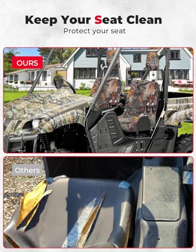 KEMIMOTO UTV Seat Cover, Bucket Cushion Sleeve Set Camo, Compatible with Rhino 450 660 700, Fits with Rhino Bucket Seat Cover with Headrest Cover - color: Camo