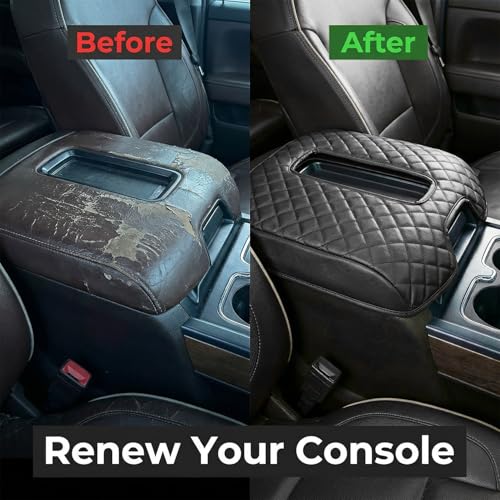 Center Console Armrest Cover Compatible with Chevy Silverado & GMC Sierra 1500 2500 3500 2014-2018, Yukon & Tahoe & Suburban 2015-2020, For Console Bucket Seat Only, Arm Rest Cushion, Anti-Scratch